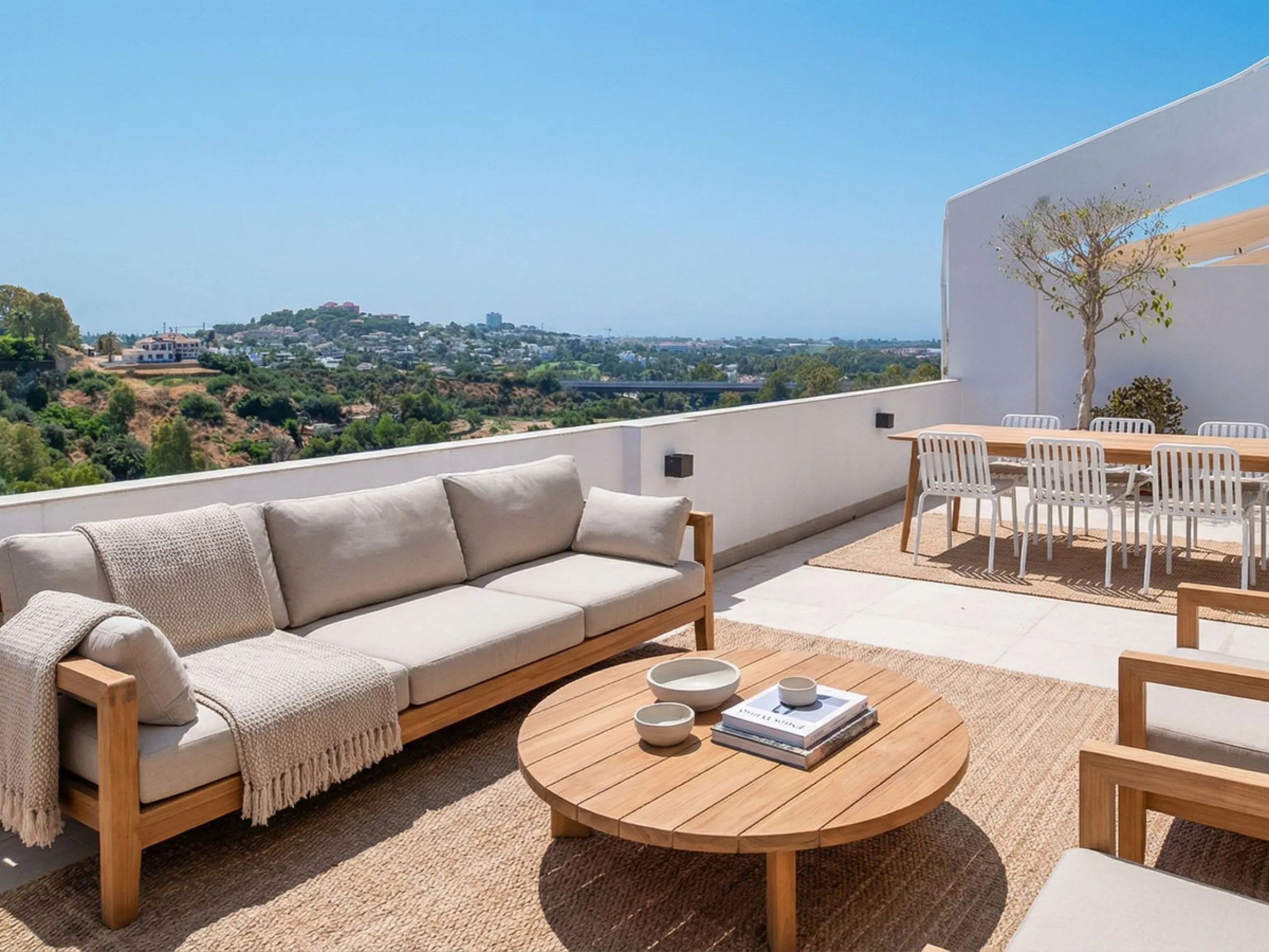 Located in the hills of Benahavis, this 143 sqm. residence is more than just an apartment; it is a curated experience of light and volume. As one of the largest units in this complex, the home has been meticulously reimagined to meet the exacting standard