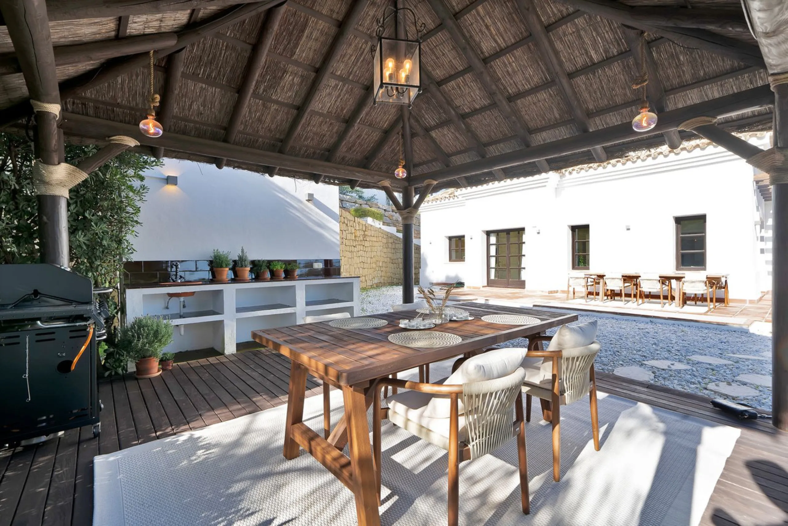 Set within the exclusive gated community of Monte Mayor, this exceptional south-facing detached villa offers breathtaking panoramic sea views from a generous 4,075m² plot. This villa stands out from most due to the elegant combination of Andalucian archit