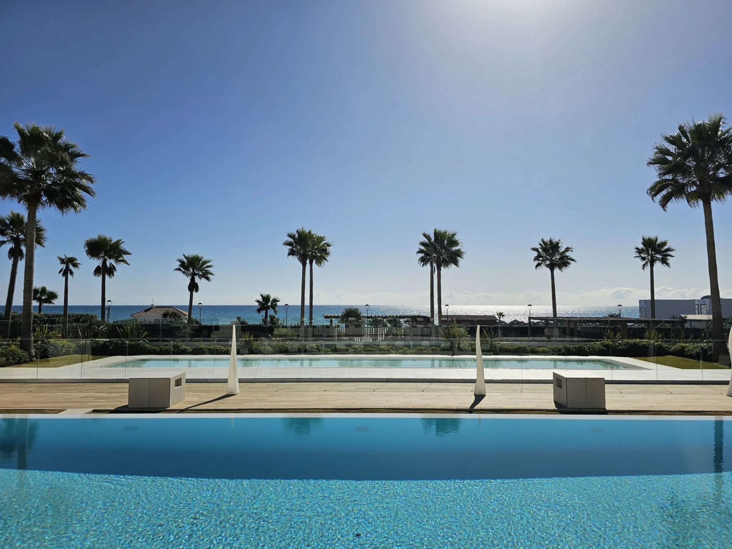 This beautiful house is located in an enviable beachfront position within the prestigious Velaya development on the New Golden Mile, offering breathtaking sea views and direct access to the beach.