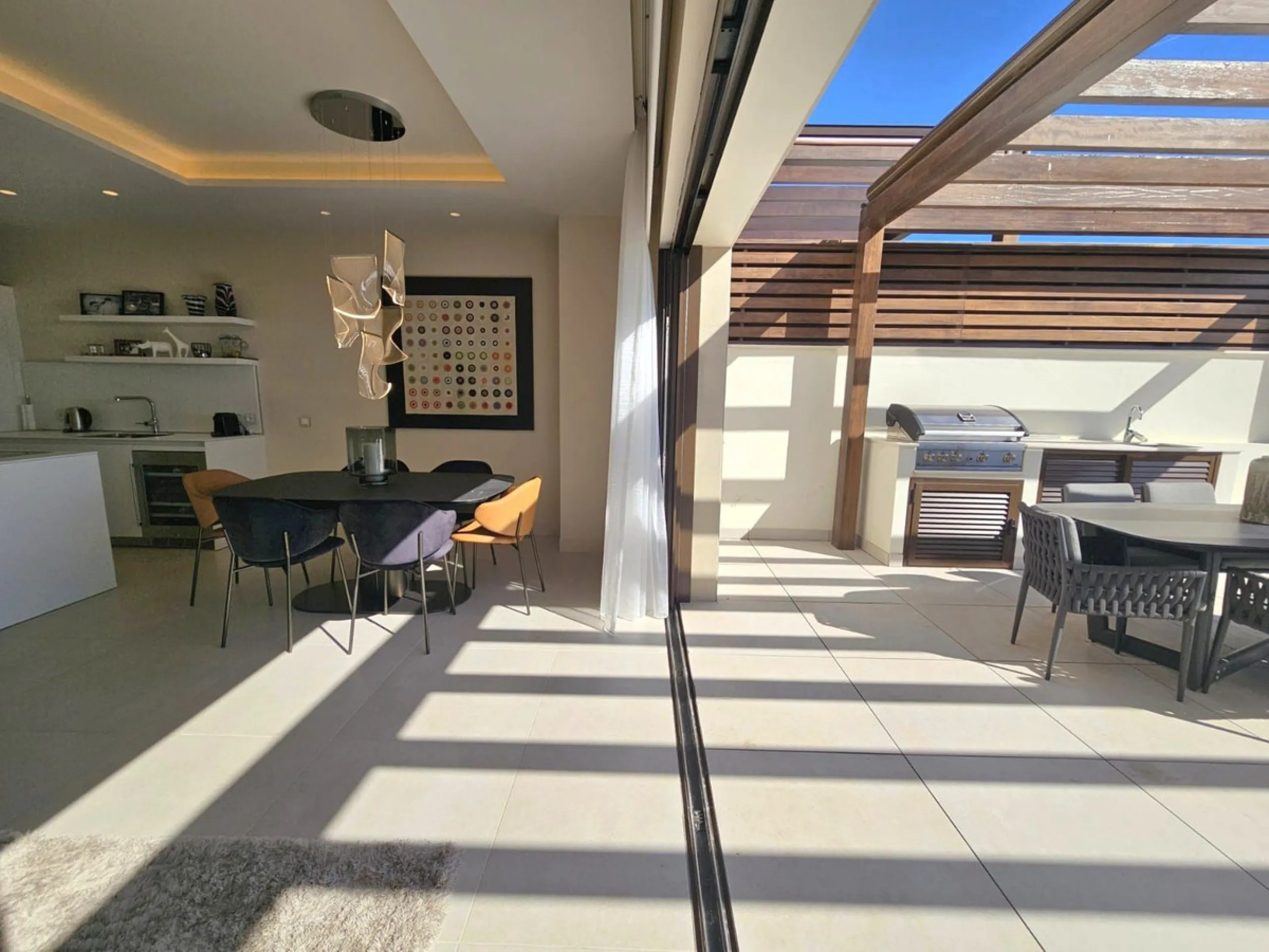 This beautiful house is located in an enviable beachfront position within the prestigious Velaya development on the New Golden Mile, offering breathtaking sea views and direct access to the beach.