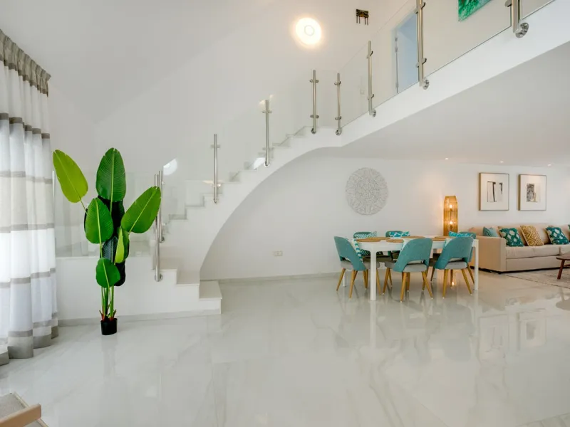 A beautifully renovated beachfront villa with perfect sea views. The house has been tastefully modernised to offer a large open plan living room with fully fitted modern kitchen, on the lower level is also one of the 3 bedrooms with bathroom.