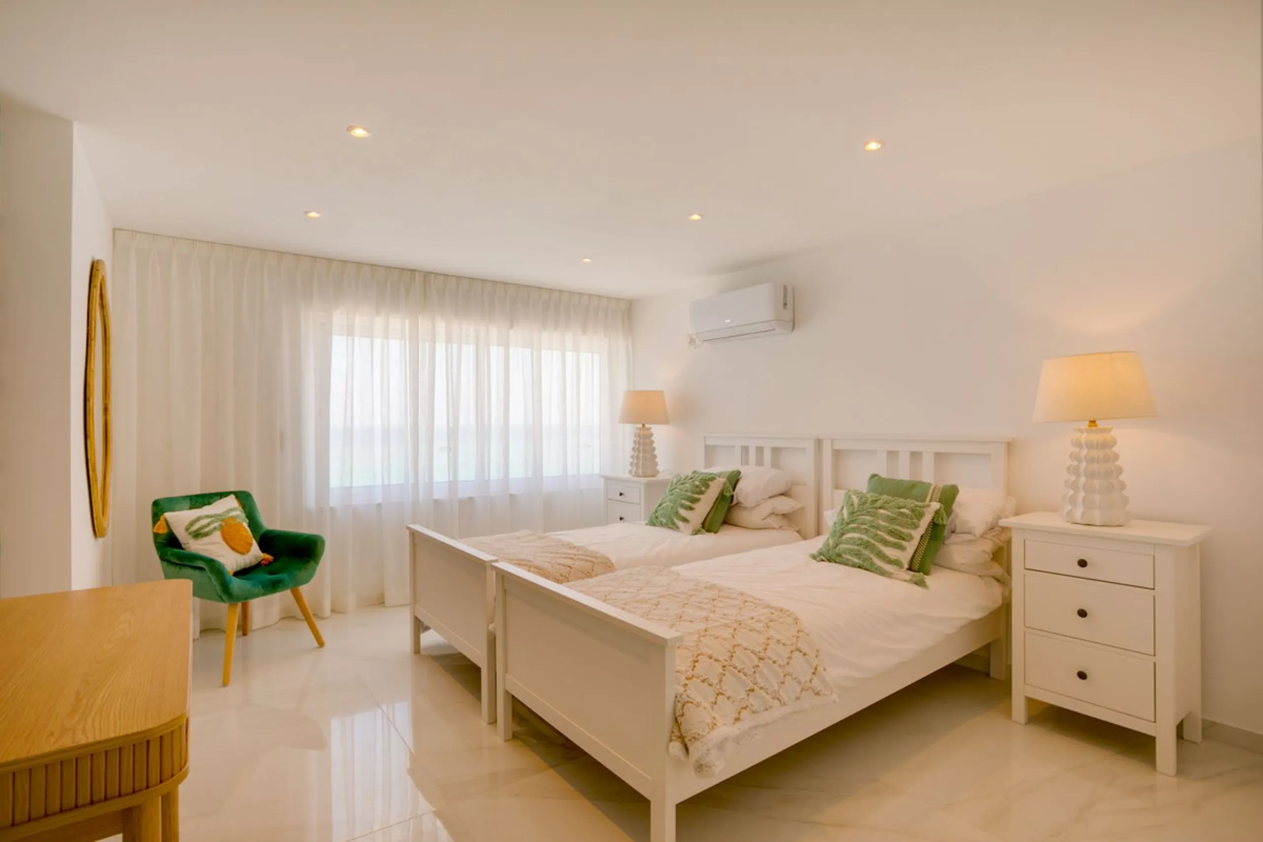 A beautifully renovated beachfront villa with perfect sea views. The house has been tastefully modernised to offer a large open plan living room with fully fitted modern kitchen, on the lower level is also one of the 3 bedrooms with bathroom.