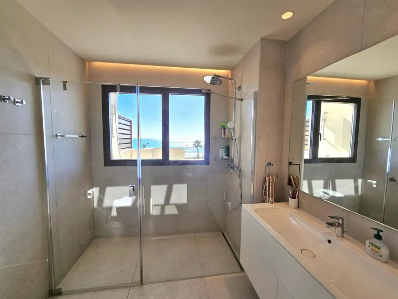 This beautiful house is located in an enviable beachfront position within the prestigious Velaya development on the New Golden Mile, offering breathtaking sea views and direct access to the beach.