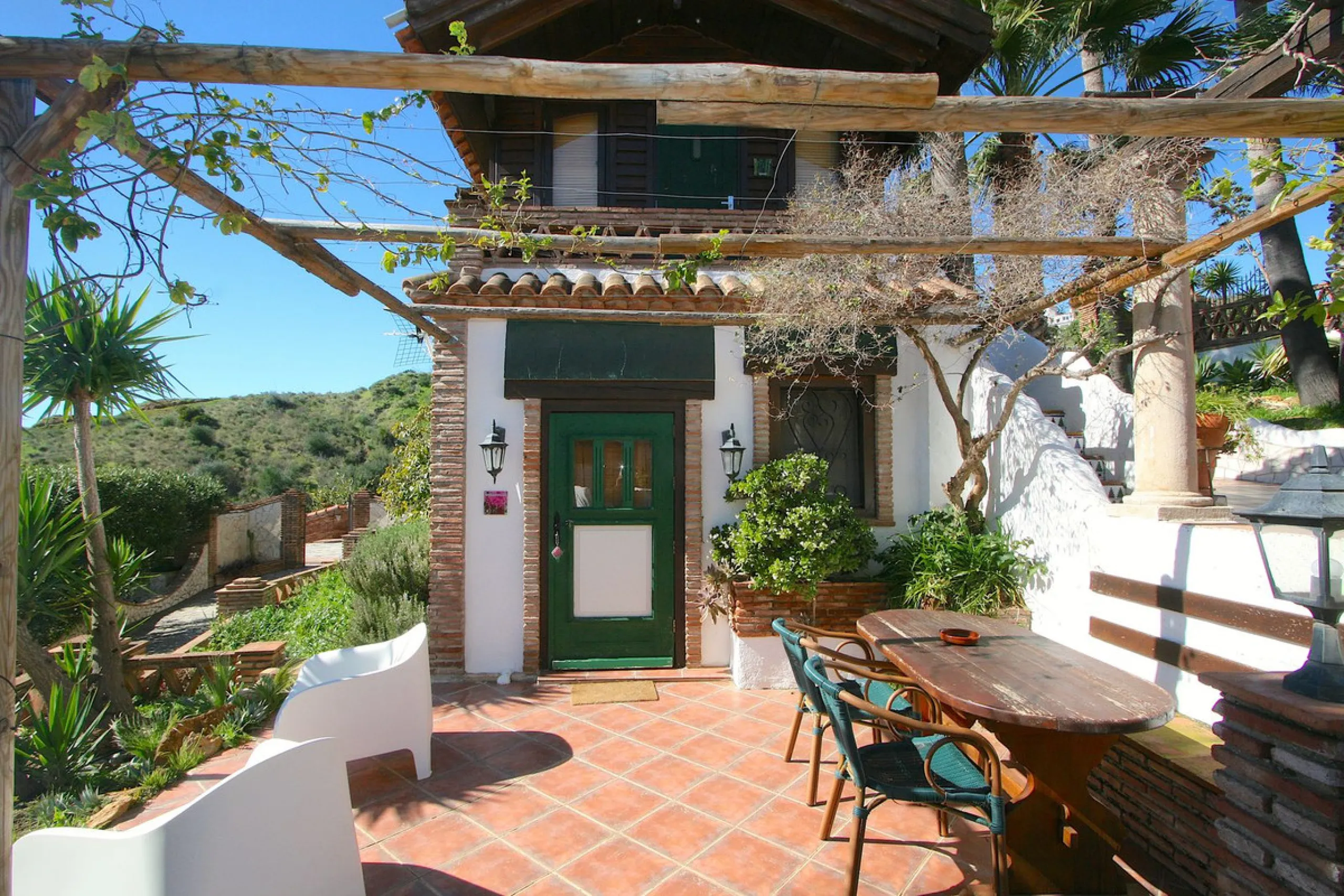 A rare opportunity to own a truly enchanting estate near the picturesque Mijas Pueblo. Set on an expansive 16,000 m² plot, this gated property offers breathtaking panoramic views surrounded by fruit trees, almond trees, and olive groves, creating a peacef