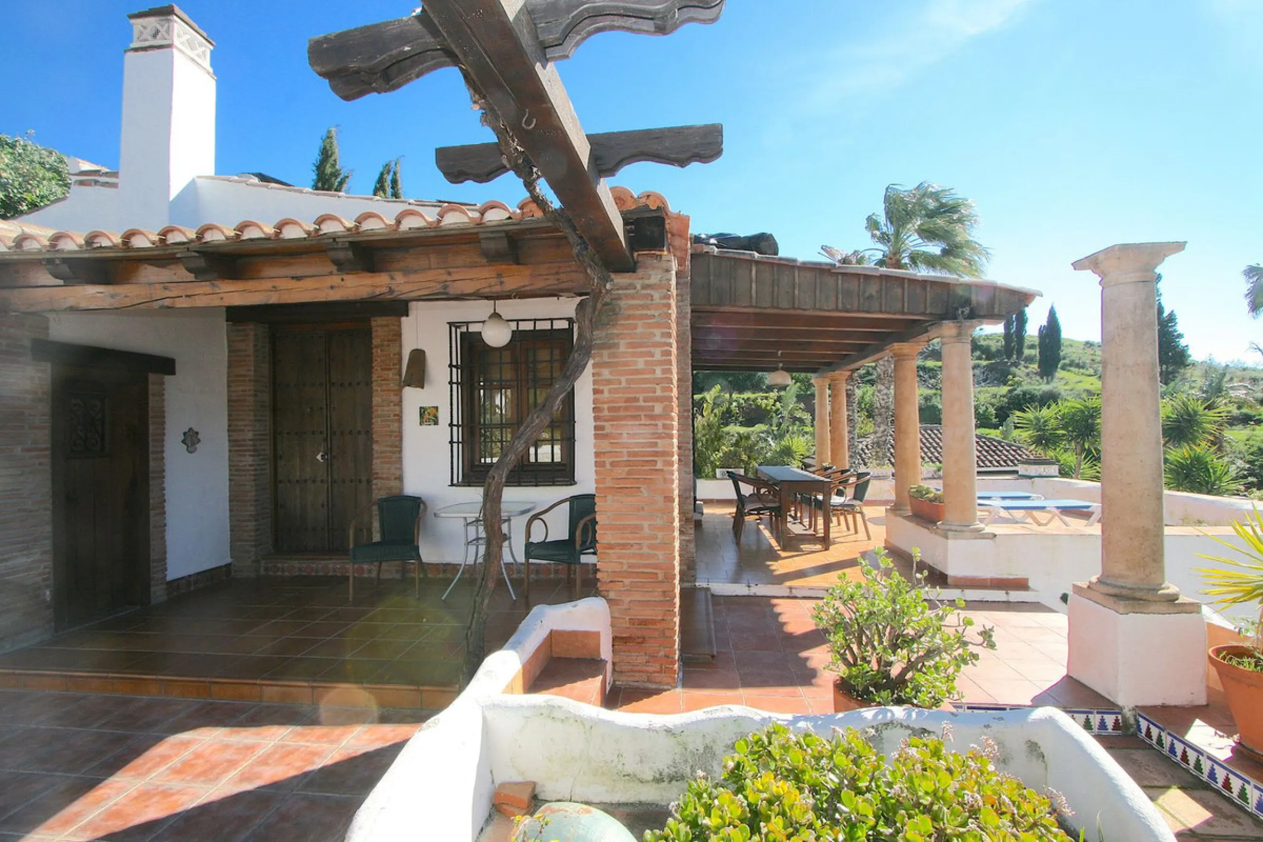 A rare opportunity to own a truly enchanting estate near the picturesque Mijas Pueblo. Set on an expansive 16,000 m² plot, this gated property offers breathtaking panoramic views surrounded by fruit trees, almond trees, and olive groves, creating a peacef