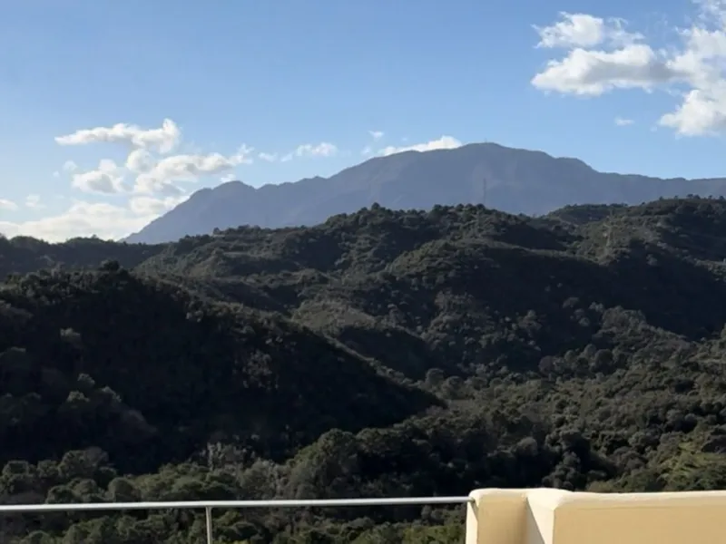 You have beautiful panoramic views of the forest and mountains, as well as some sea views, from this bright and spacious middle-floor apartment, located in a quiet and well-kept community in popular Monte Selwo, east of Estepona. The kitchen is fully equi
