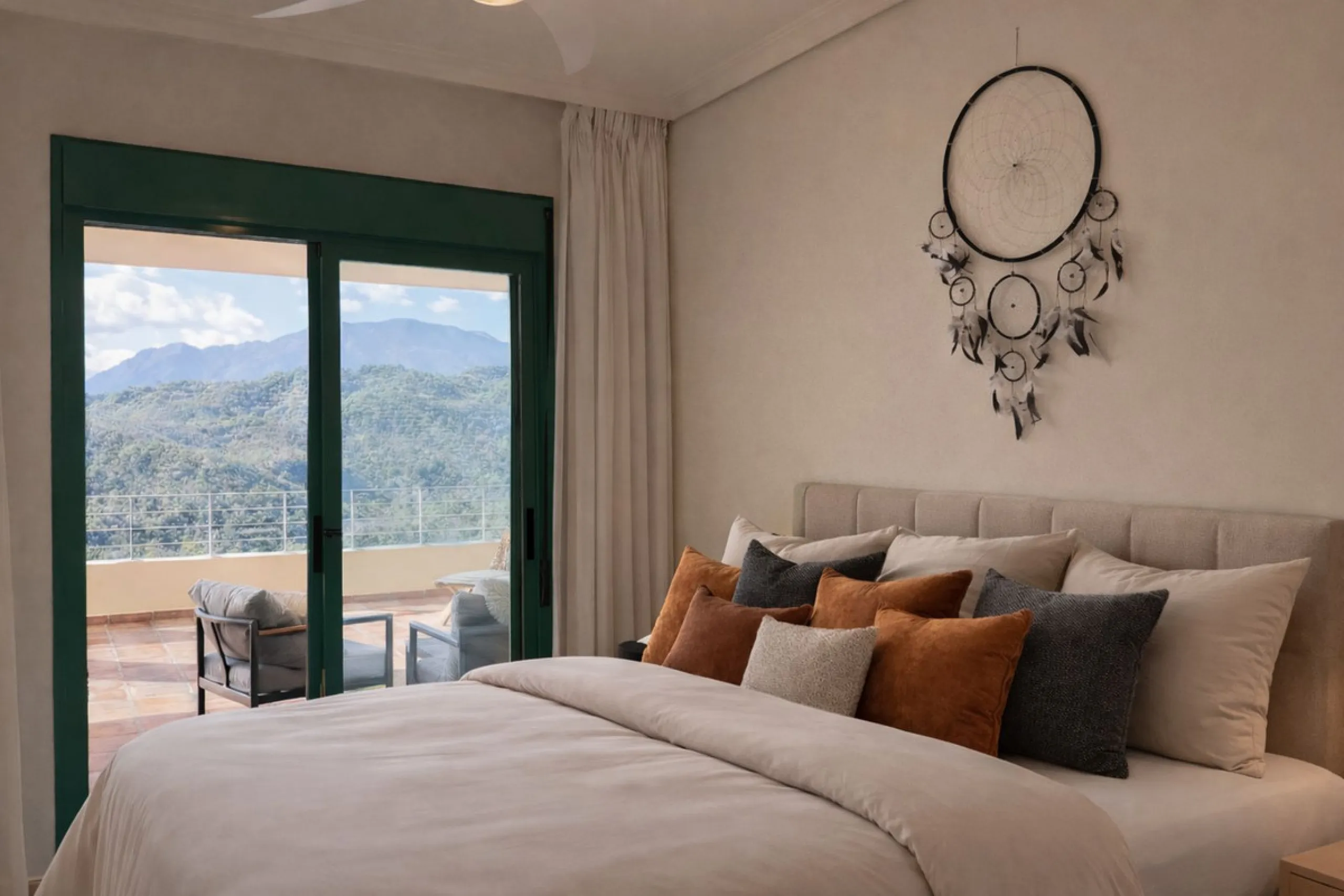 You have beautiful panoramic views of the forest and mountains, as well as some sea views, from this bright and spacious middle-floor apartment, located in a quiet and well-kept community in popular Monte Selwo, east of Estepona. The kitchen is fully equi