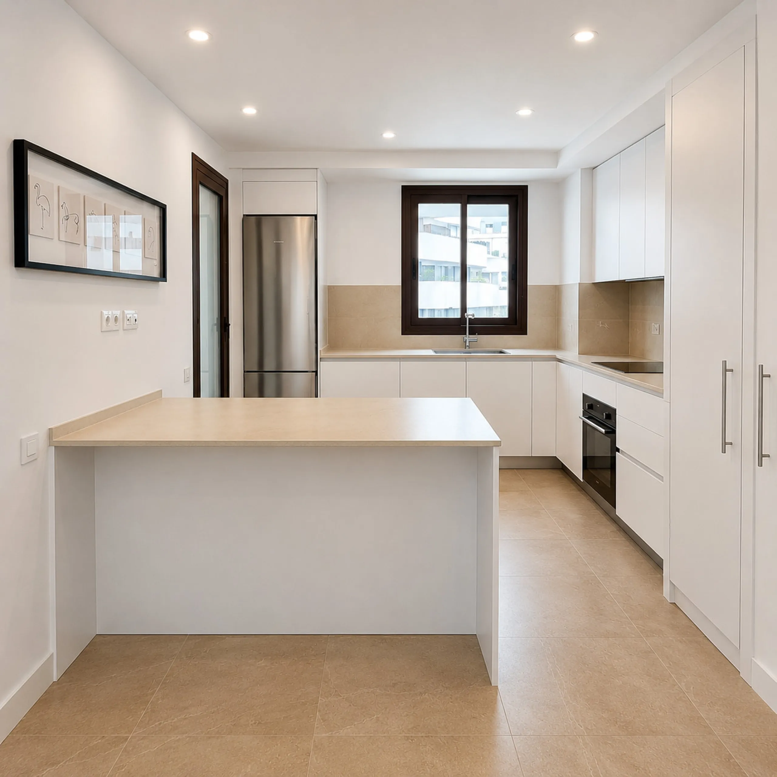 This ready to move in duplex penthouse, set within a modern community in Las Mesas of Estepona Port area, stands out for its impressive solarium with panoramic sea views. Built in 2025, the property offers a contemporary lifestyle in a sought-after locati