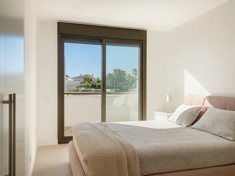 This ready to move in duplex penthouse, set within a modern community in Las Mesas of Estepona Port area, stands out for its impressive solarium with panoramic sea views. Built in 2025, the property offers a contemporary lifestyle in a sought-after locati