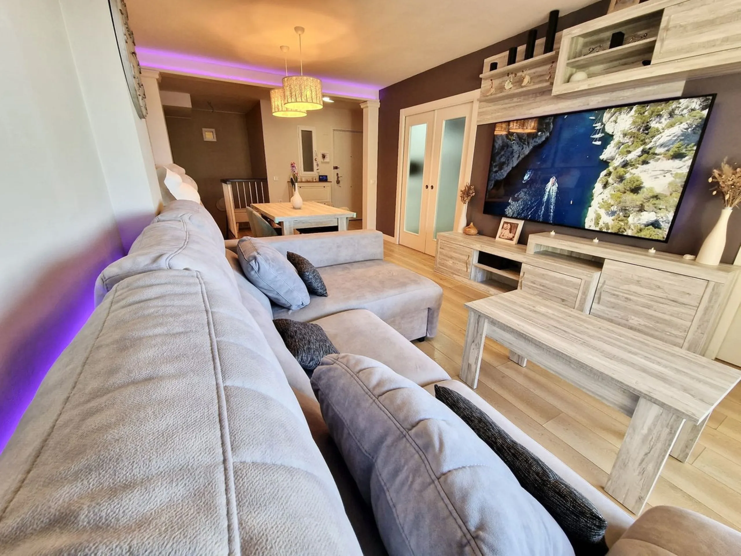 Price reduction !! Immaculate, beautifully reformed, spacious ground floor duplex apartment with 2 terraces, private garden AND sea and pool views!!  Located in a quiet corner of this fabulous community, the apartment, at entry level, consists of hallway,
