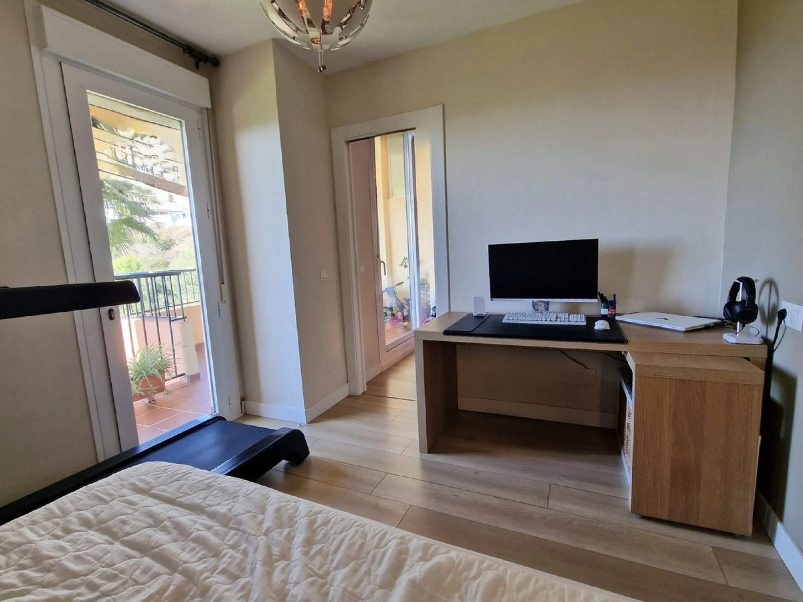 Price reduction !! Immaculate, beautifully reformed, spacious ground floor duplex apartment with 2 terraces, private garden AND sea and pool views!!  Located in a quiet corner of this fabulous community, the apartment, at entry level, consists of hallway,