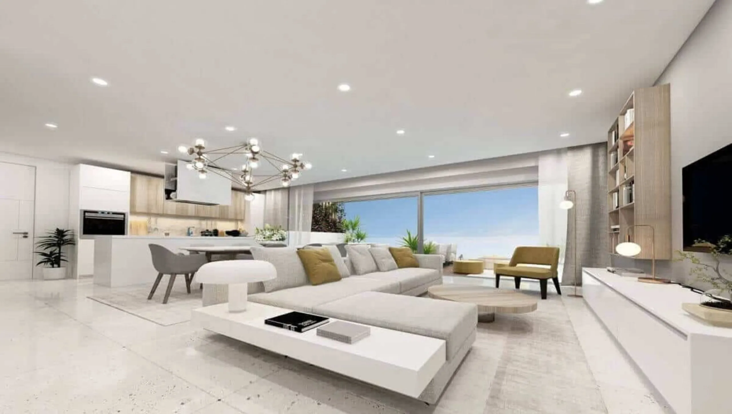 Modern three-bedroom apartment with exceptional terrace, gym, and pool area.