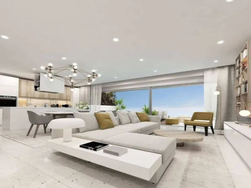 Modern three-bedroom apartment with exceptional terrace, gym, and pool area.