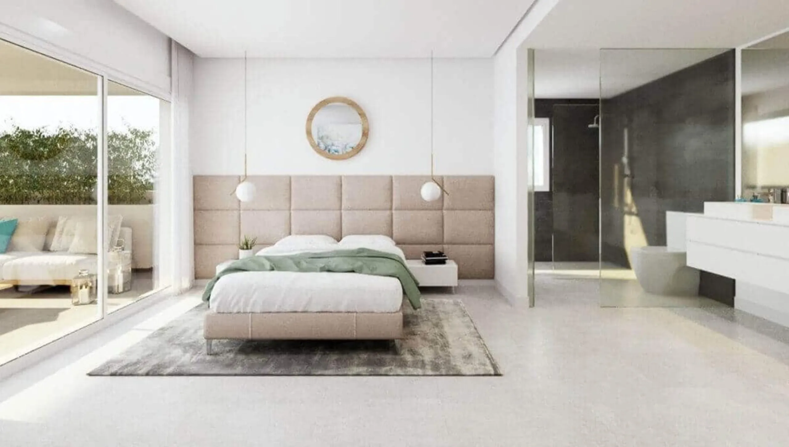 Modern three-bedroom apartment with exceptional terrace, gym, and pool area.