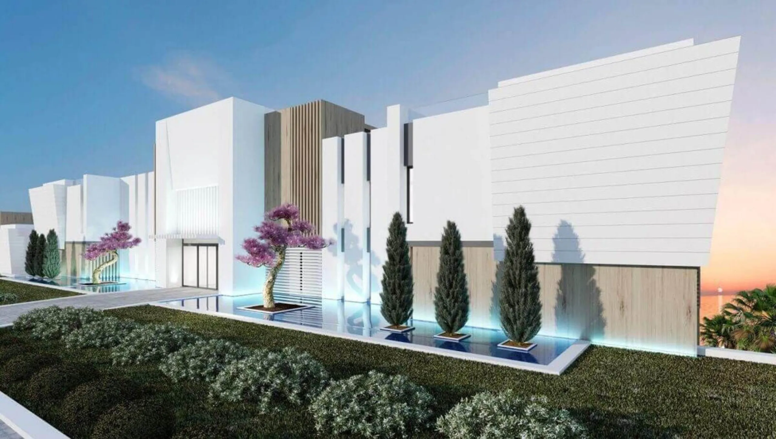 Modern three-bedroom apartment with exceptional terrace, gym, and pool area.