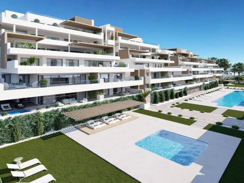 Modern three-bedroom apartment with exceptional terrace, gym, and pool area.