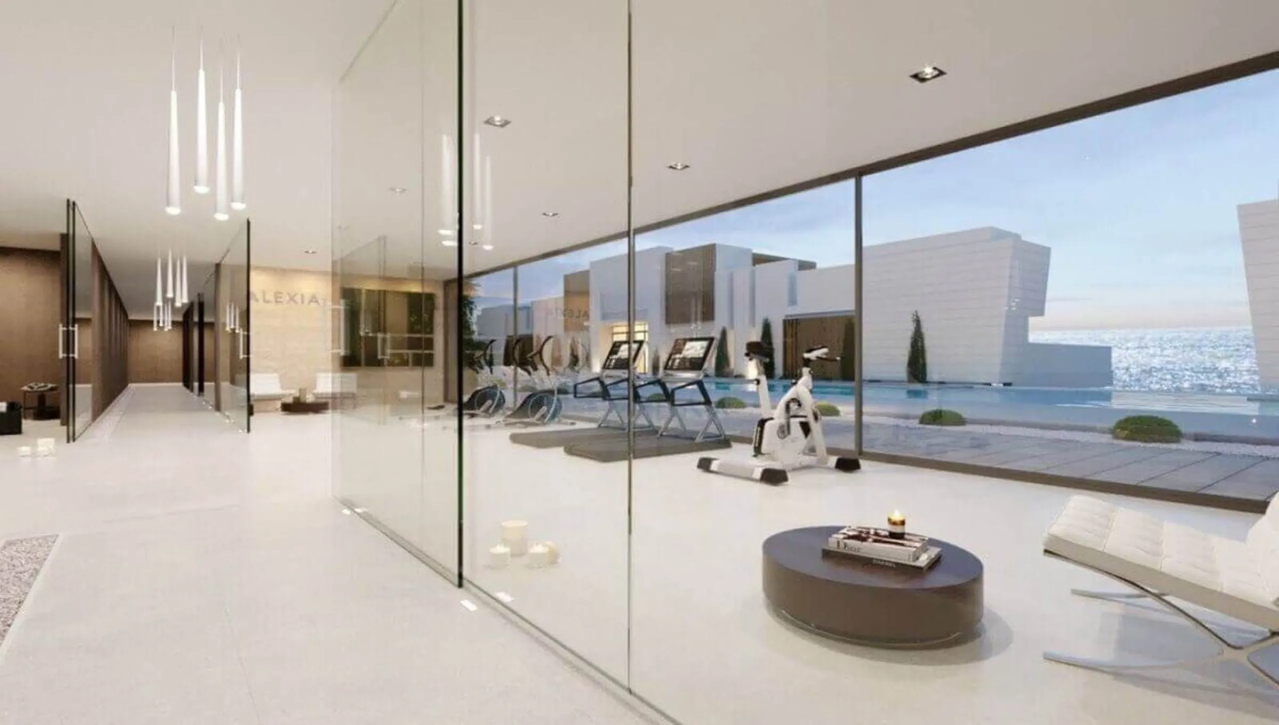 Modern three-bedroom apartment with exceptional terrace, gym, and pool area.