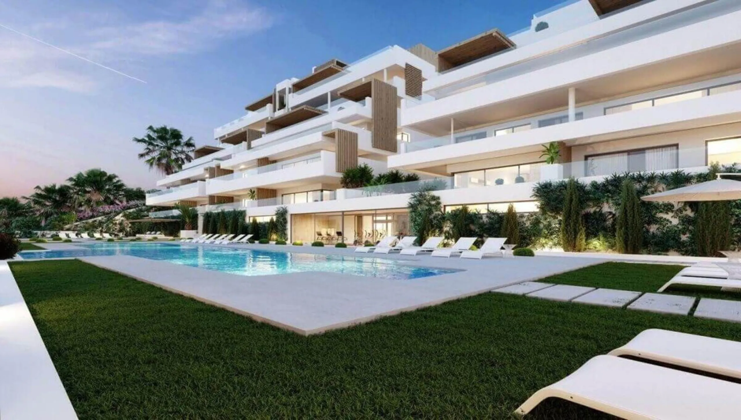 Modern three-bedroom apartment with exceptional terrace, gym, and pool area.