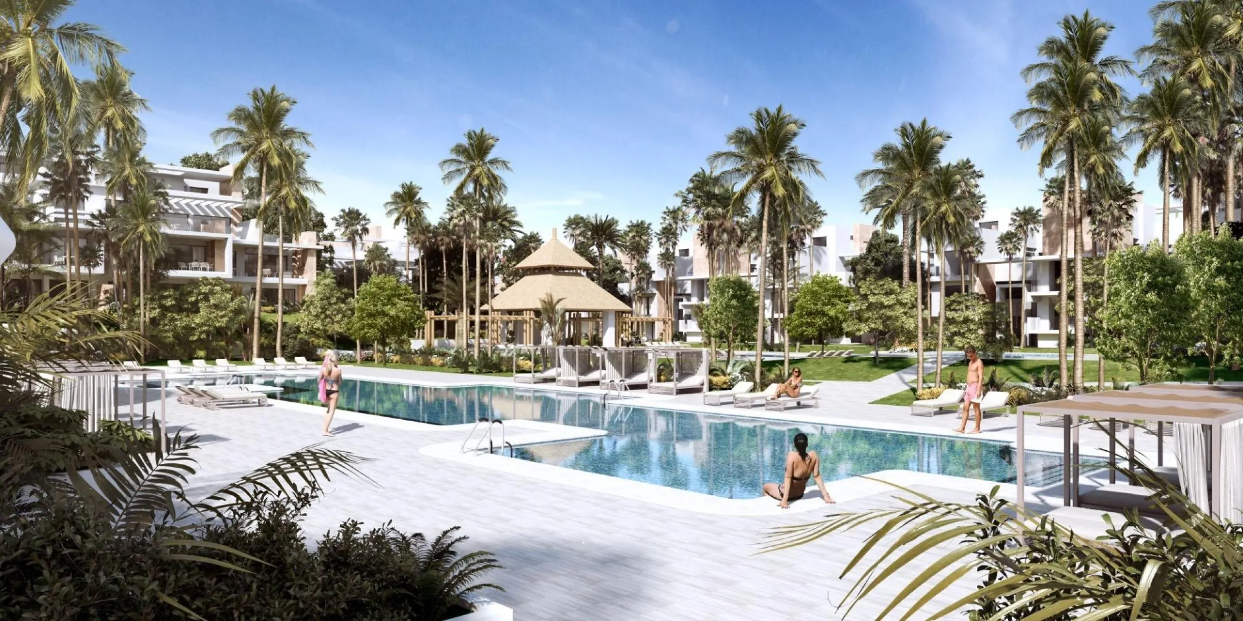 NEW BUILD RESIDENTIAL COMPLEX IN ESTEPONA& & New Build Luxury residential complex in Estepona.& & Residential complex consist of 140 exclusive bungalow apartments with 2 - 3 bedrooms and penthouses with 3 - 4 bedrooms set in a tropical, gated 