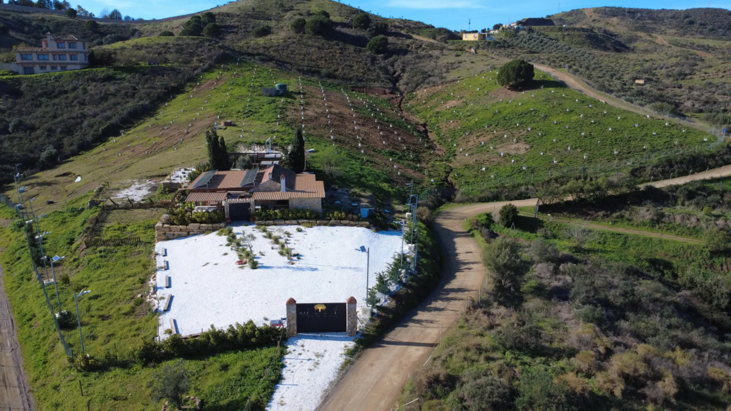 Country Estate in Mijas Costa: 14,000 m2 with newly planted olive trees, Sustainable Housing and Great Potential for Events