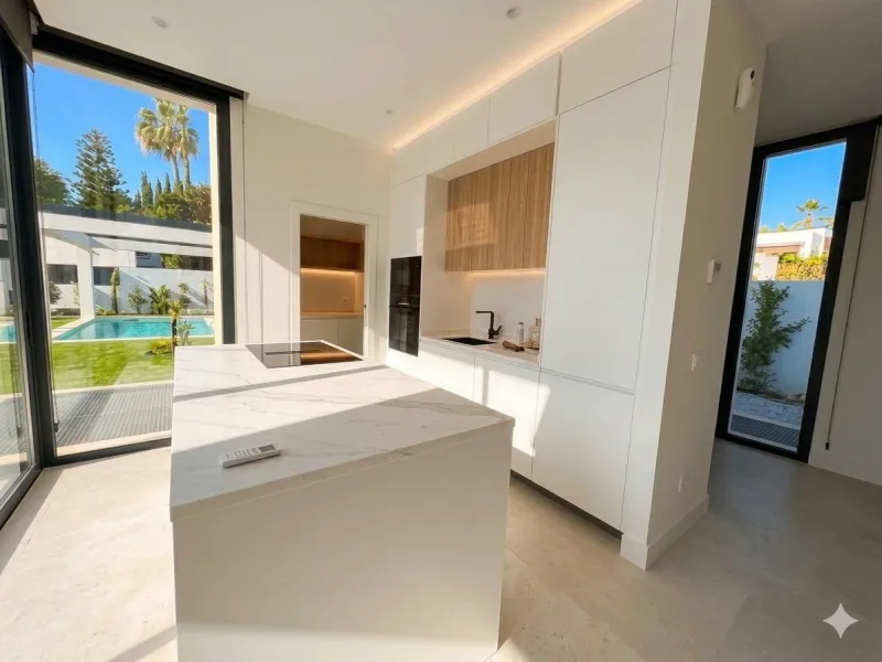 House - Detached Villa в продаже в Estepona, Málaga. В доме 6 спален и 5 ванных комнат. Площадь дома 418 м². Площадь участка 645 м²