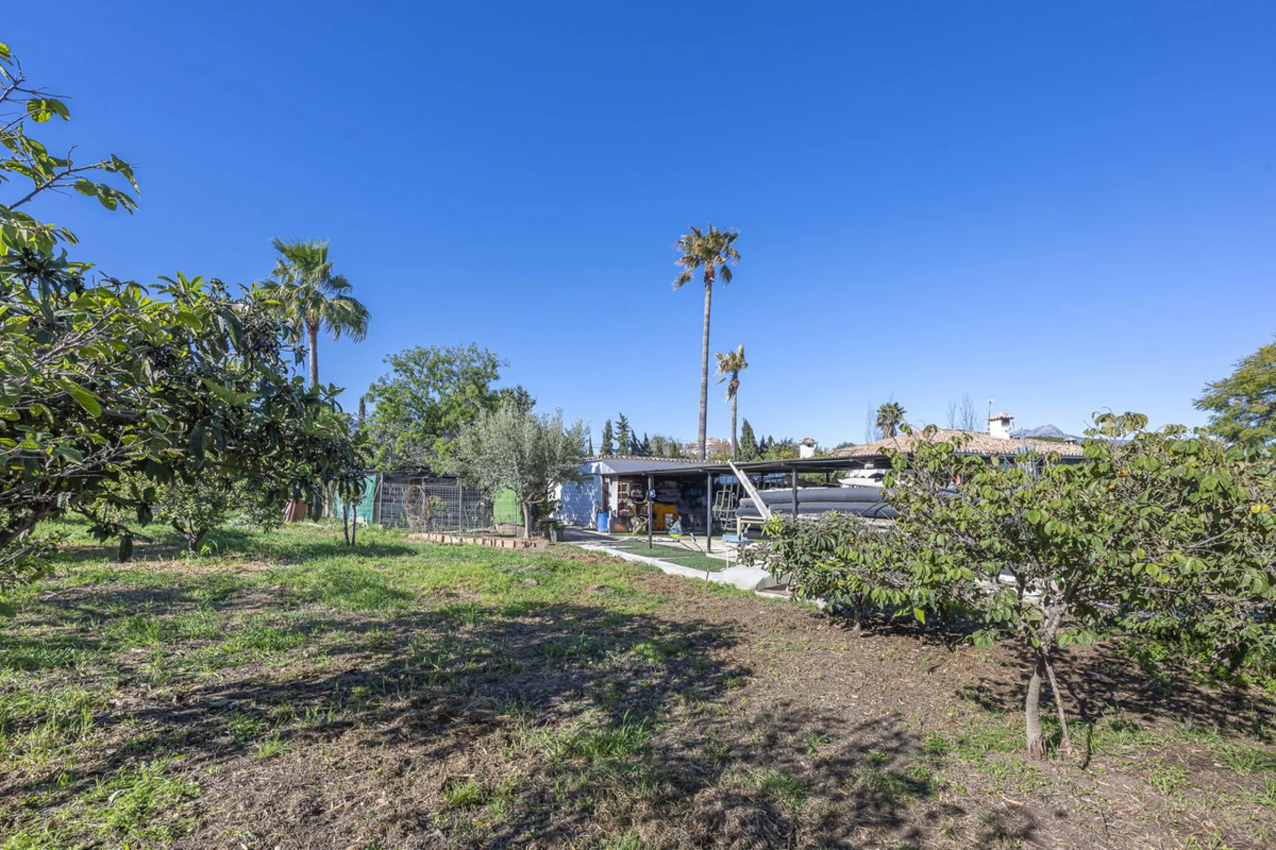 Rural plot with detached villa for sale in Guadalmina Alta A unique opportunity to purchase a spacious 3,000 m² rural plot with a detached single-storey house, situated in the prestigious area of Guadalmina Alta, a peaceful setting surrounded by nature, j