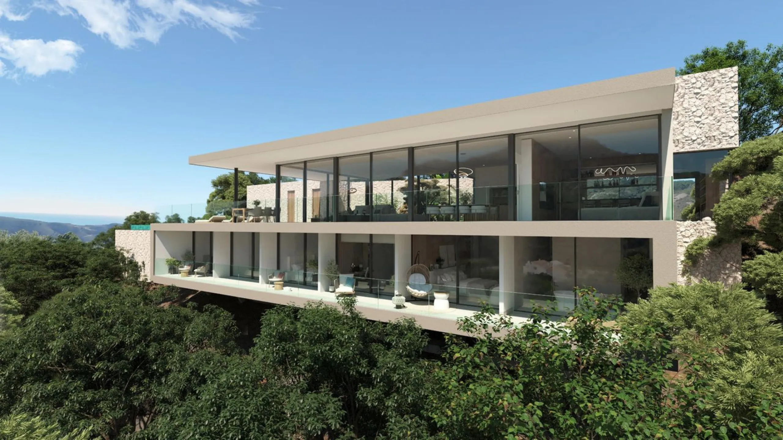 Horizon 1 is the first of a truly remarkable collection of contemporary villas from renowned Belgian architect, Gie Wollaert, already responsible for the design of some of the finest properties on the Costa del Sol. This ´hanging house´ will be built into