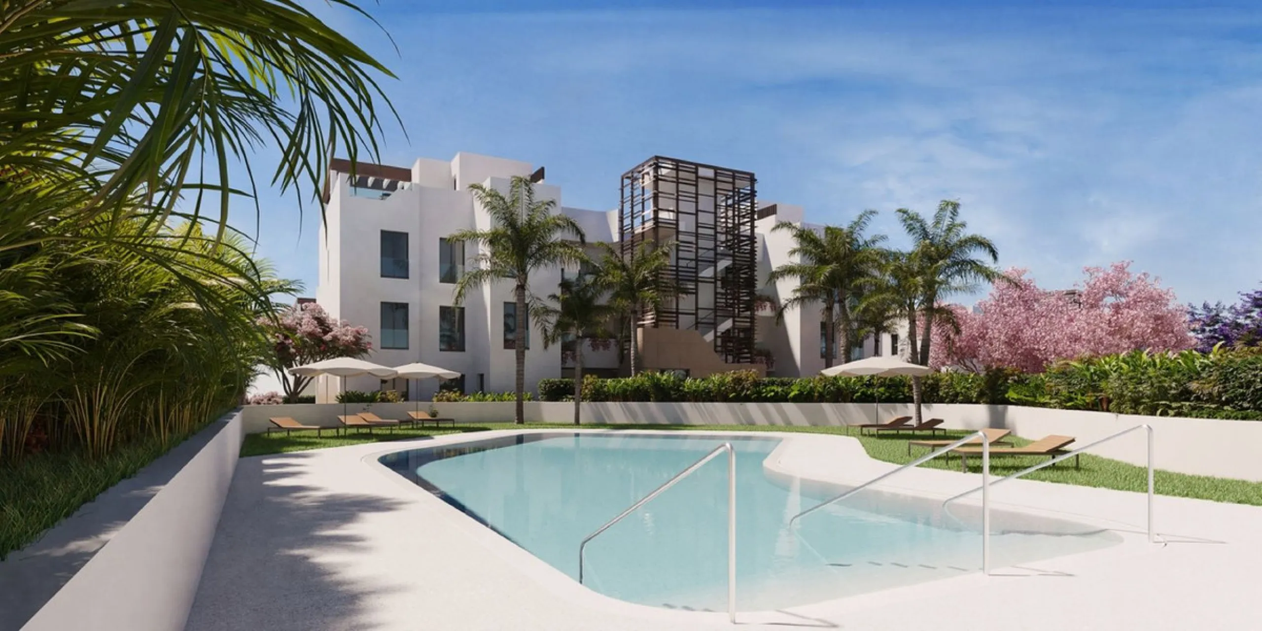 Exclusive ground floor apartment with private garden located in a modern resort-style residential complex in Cancelada, on the prestigious New  Milla de Oro (**Estepona**).