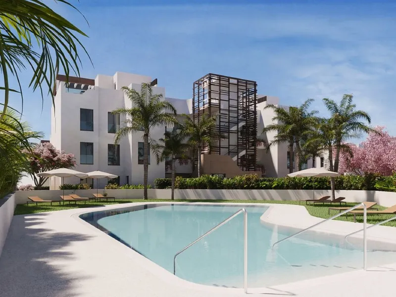 Exclusive ground floor apartment with private garden located in a modern resort-style residential complex in Cancelada, on the prestigious New  Milla de Oro (**Estepona**).