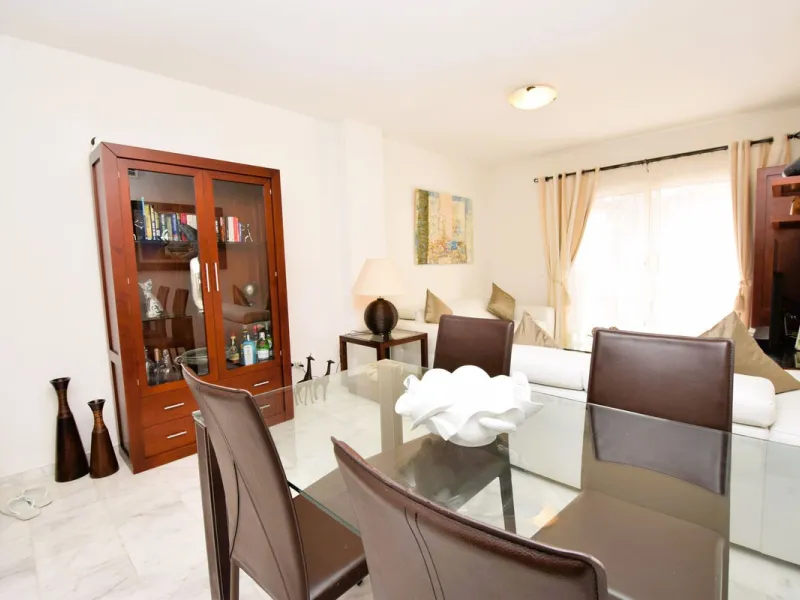 This is an immaculately presented penthouse in La Reserva de Marbella just minutes from Cabopino, Elviria and their lovely beaches. This penthouse has a large west facing terrace which offers great winter sun and sea views and upstairs is a huge roof terr