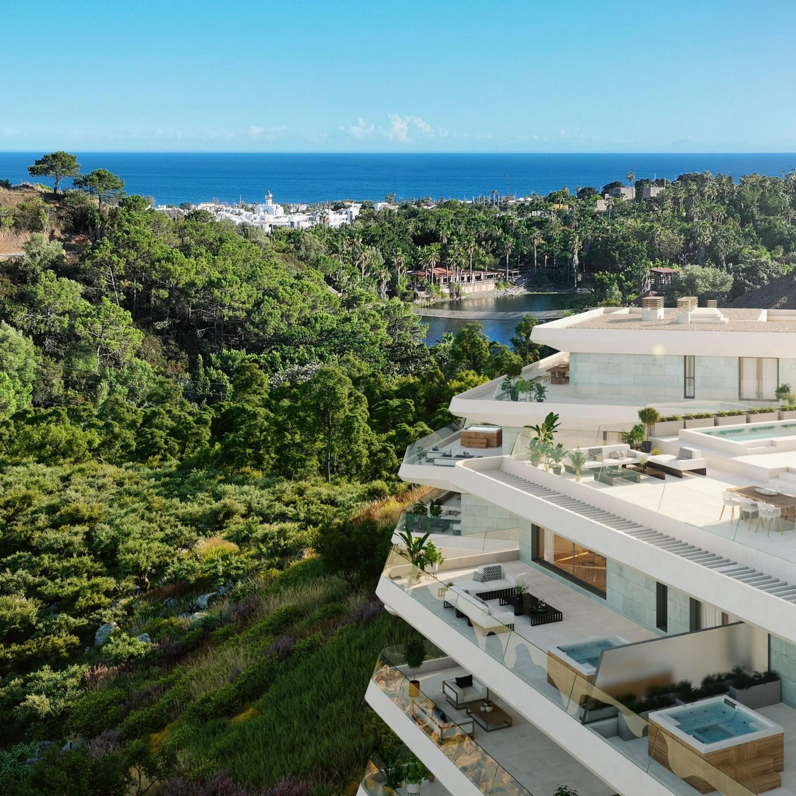 Modern New Build Apartments in Selwo Estepona Near the Beach and Golf& & Exclusive Location in Selwo Estepona& Discover this new residential development in the heart of Selwo, Estepona, next to La Resina Golf Club. Set in an elevated position ove