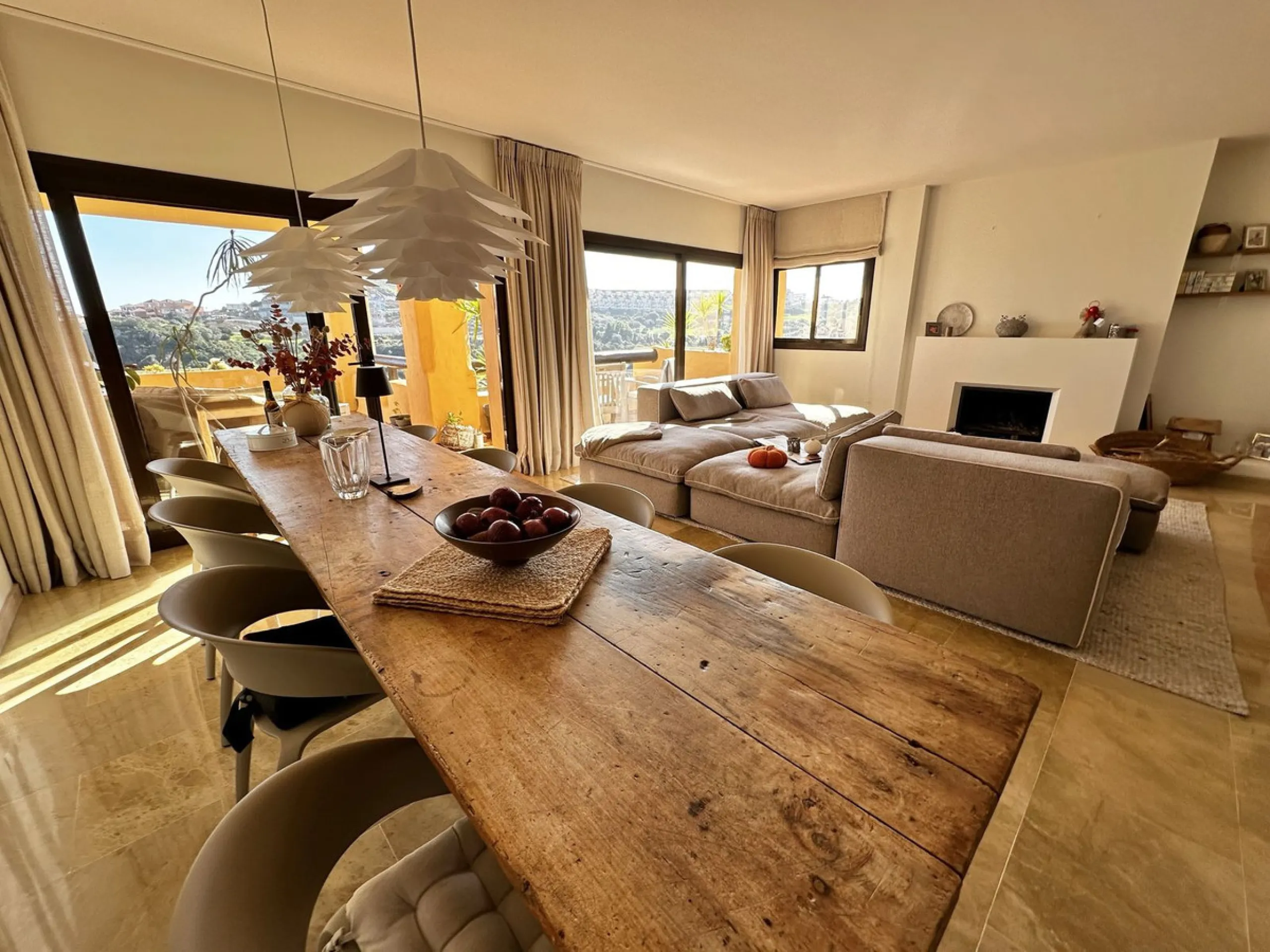 Stunning refurbished corner penthouse for sale in Coto Real La Duquesa, offering a rare opportunity to own a luxury three bedroom penthouse on the Costa del Sol. This exceptional property features panoramic sea views and golf views, making it an ideal cho
