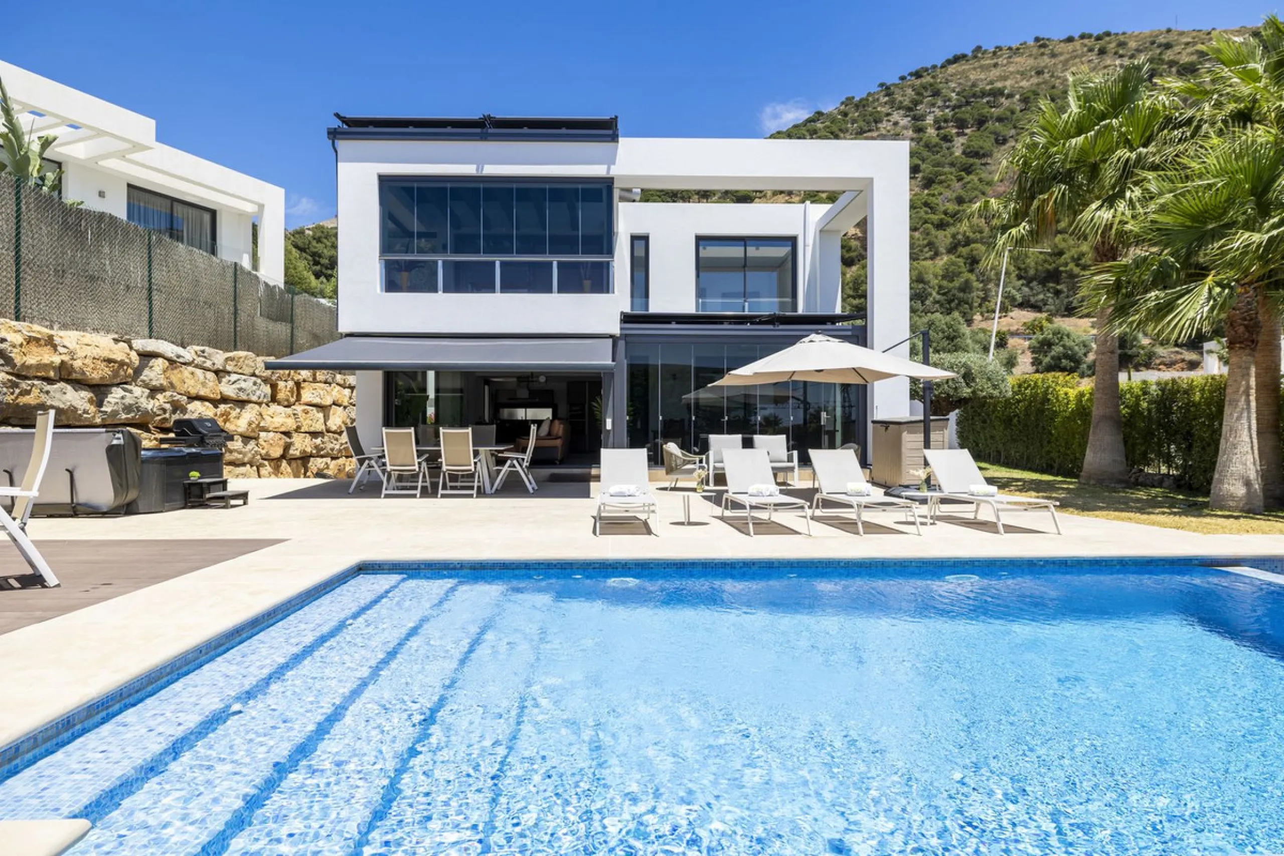 For Sale – Villa Yara | Contemporary villa in Mijas with cinema room, sauna, pool & mountain views..