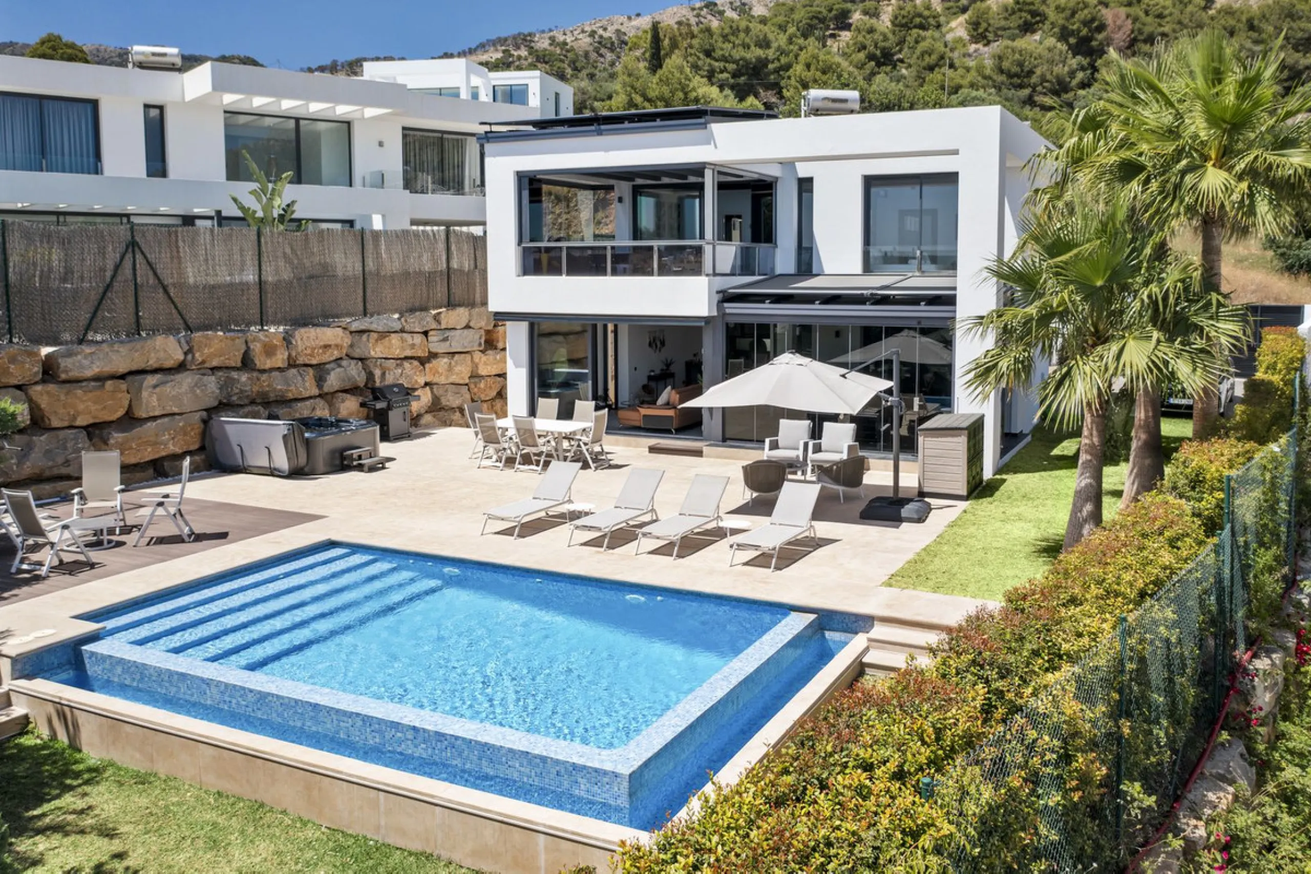 For Sale – Villa Yara | Contemporary villa in Mijas with cinema room, sauna, pool & mountain views..
