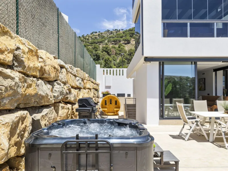 For Sale – Villa Yara | Contemporary villa in Mijas with cinema room, sauna, pool & mountain views..