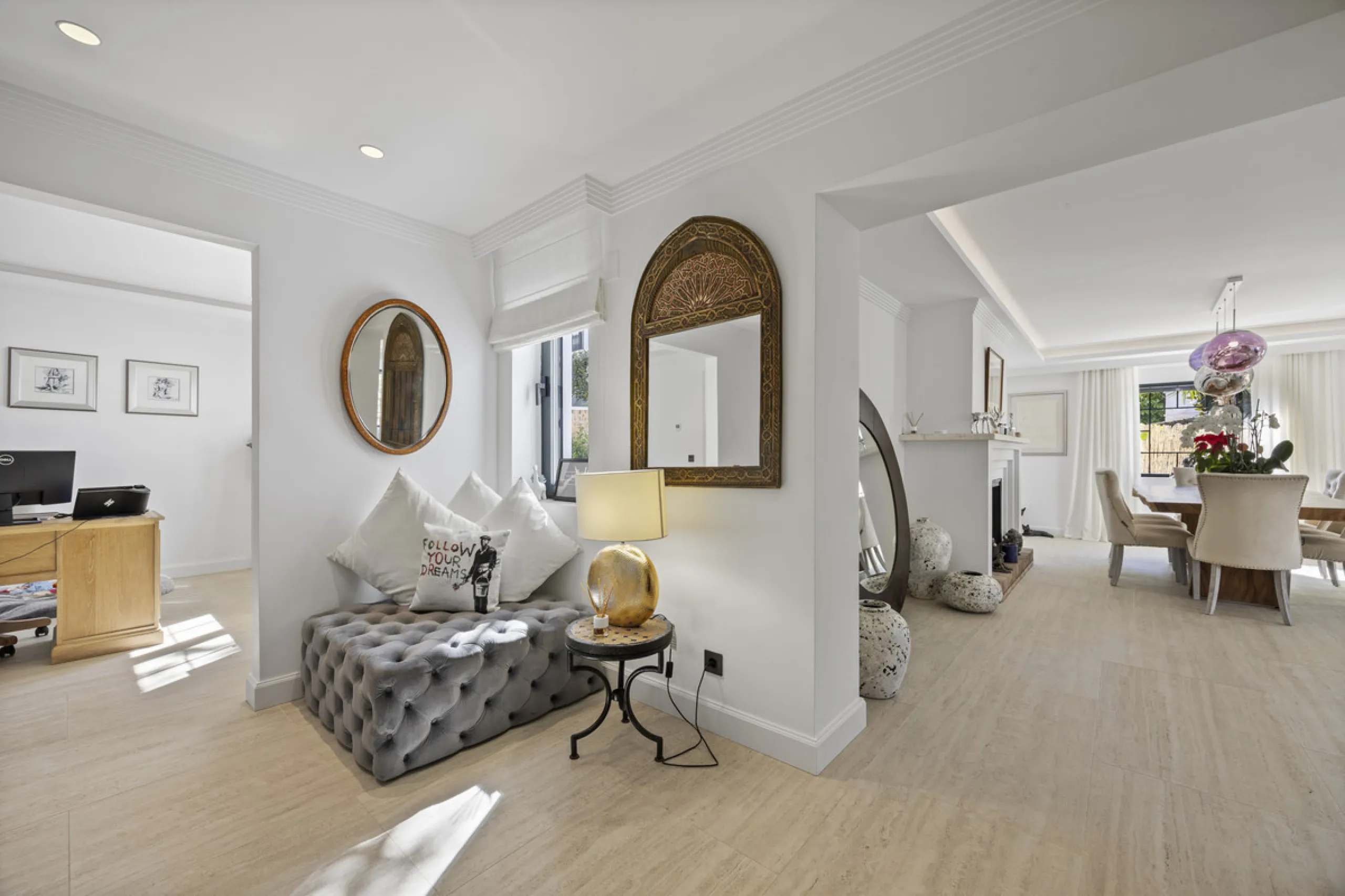 Discover this exceptional southwest-facing villa, a stunning blend of contemporary elegance and modern comfort. Recently refurbished with top-quality materials, this exquisite home boasts a sleek design that perfectly complements its surroundings. Located