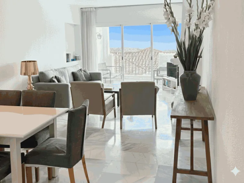 A delightful 2-bedroom middle floor apartment located in the popular residential development of Las Terrazas in Los Almendros, near Monte Halcones.