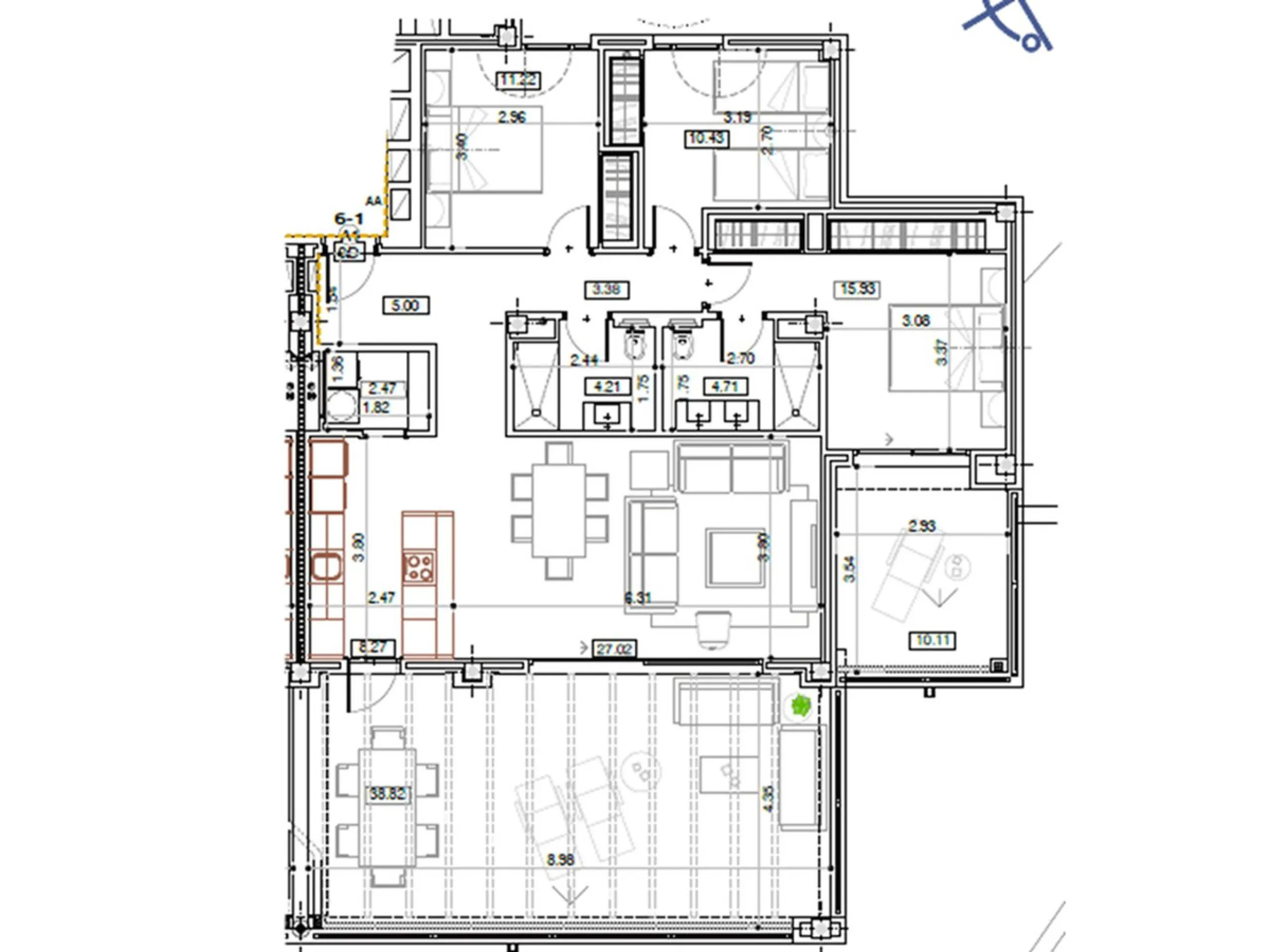 Superb Elevated Corner 3-Bedoom 2-bath Contemporary Apartment with 2 separate balconies set within the sought-after Marbella Lake Development in the Golf Valley.