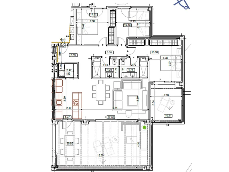 Superb Elevated Corner 3-Bedoom 2-bath Contemporary Apartment with 2 separate balconies set within the sought-after Marbella Lake Development in the Golf Valley.