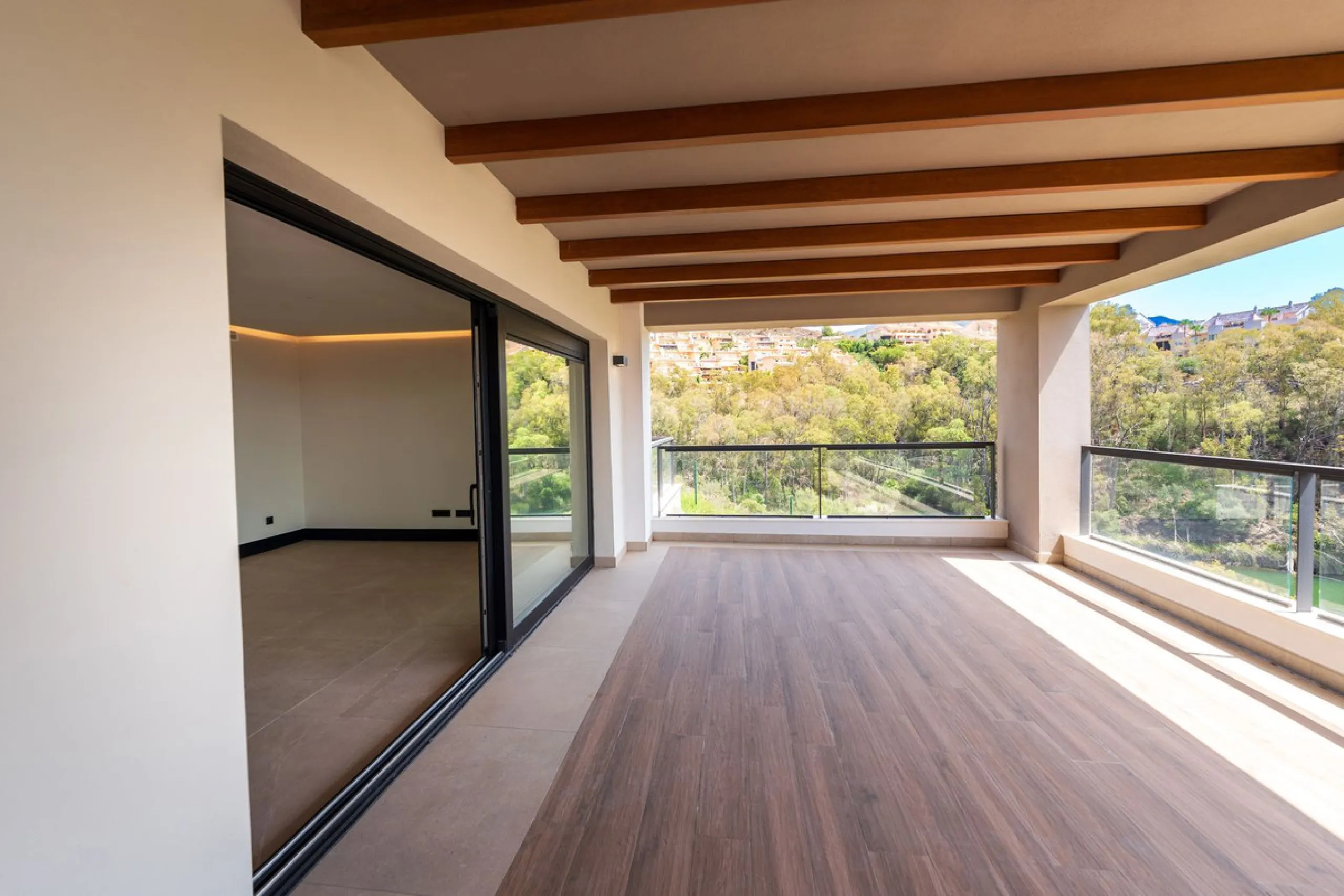 Superb Elevated Corner 3-Bedoom 2-bath Contemporary Apartment with 2 separate balconies set within the sought-after Marbella Lake Development in the Golf Valley.