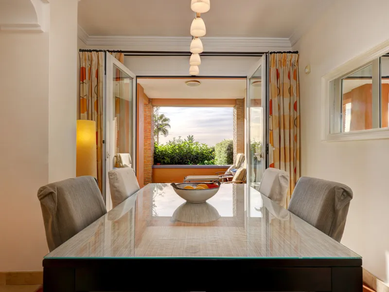 Wake up to breathtaking sea views from this exceptional 3-bedroom, 2-bathroom ground floor apartment set within one of the most prestigious frontline beach urbanisations in Casares Costa. With a spacious terrace overlooking beautifully landscaped gardens 