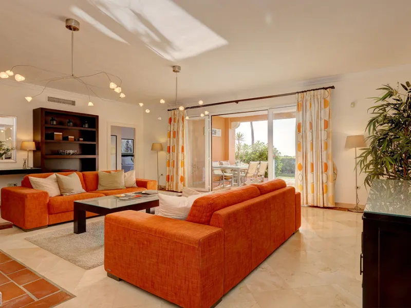 Wake up to breathtaking sea views from this exceptional 3-bedroom, 2-bathroom ground floor apartment set within one of the most prestigious frontline beach urbanisations in Casares Costa. With a spacious terrace overlooking beautifully landscaped gardens 