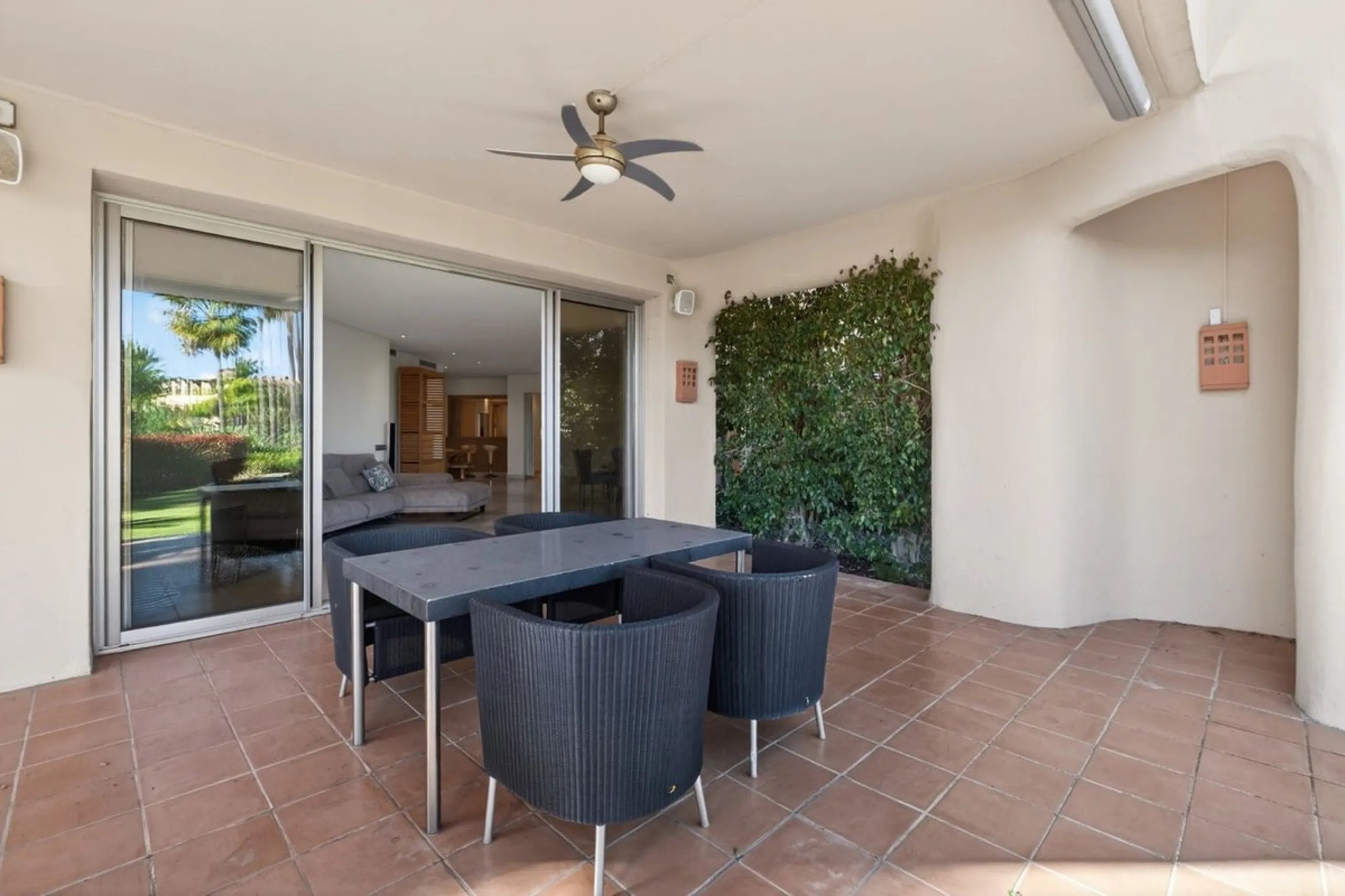 This south-east facing garden apartment is located in the well-known gated community of Mansion Club, on Marbella's Golden Mile. The area is valued for its privacy, security, and convenient access to the beach, restaurants, shops, and some of Marbella's m