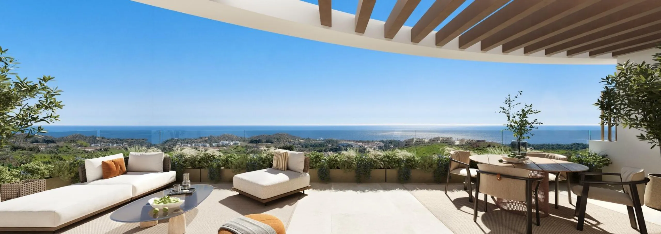 New Build Sea View Apartments in Las Lagunas de Mijas& & Exclusive Residential Complex with Panoramic Sea Views& Discover this exceptional new build residential development located in Las Lagunas de Mijas, on an elevated hillside next to the Cerr
