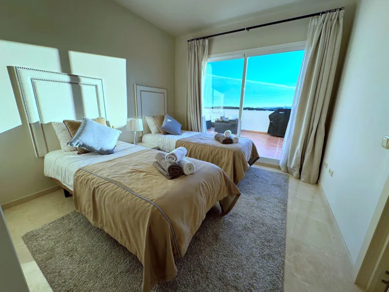 Accommodation for up to 4 guests is provided in a fully air-conditioned penthouse apartment with two double bedrooms, two bathrooms, a fully equipped kitchen with modern appliances, and a spacious living room. The 200 m² apartment includes a large terrace