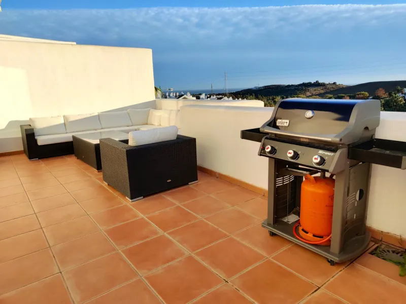 Accommodation for up to 4 guests is provided in a fully air-conditioned penthouse apartment with two double bedrooms, two bathrooms, a fully equipped kitchen with modern appliances, and a spacious living room. The 200 m² apartment includes a large terrace