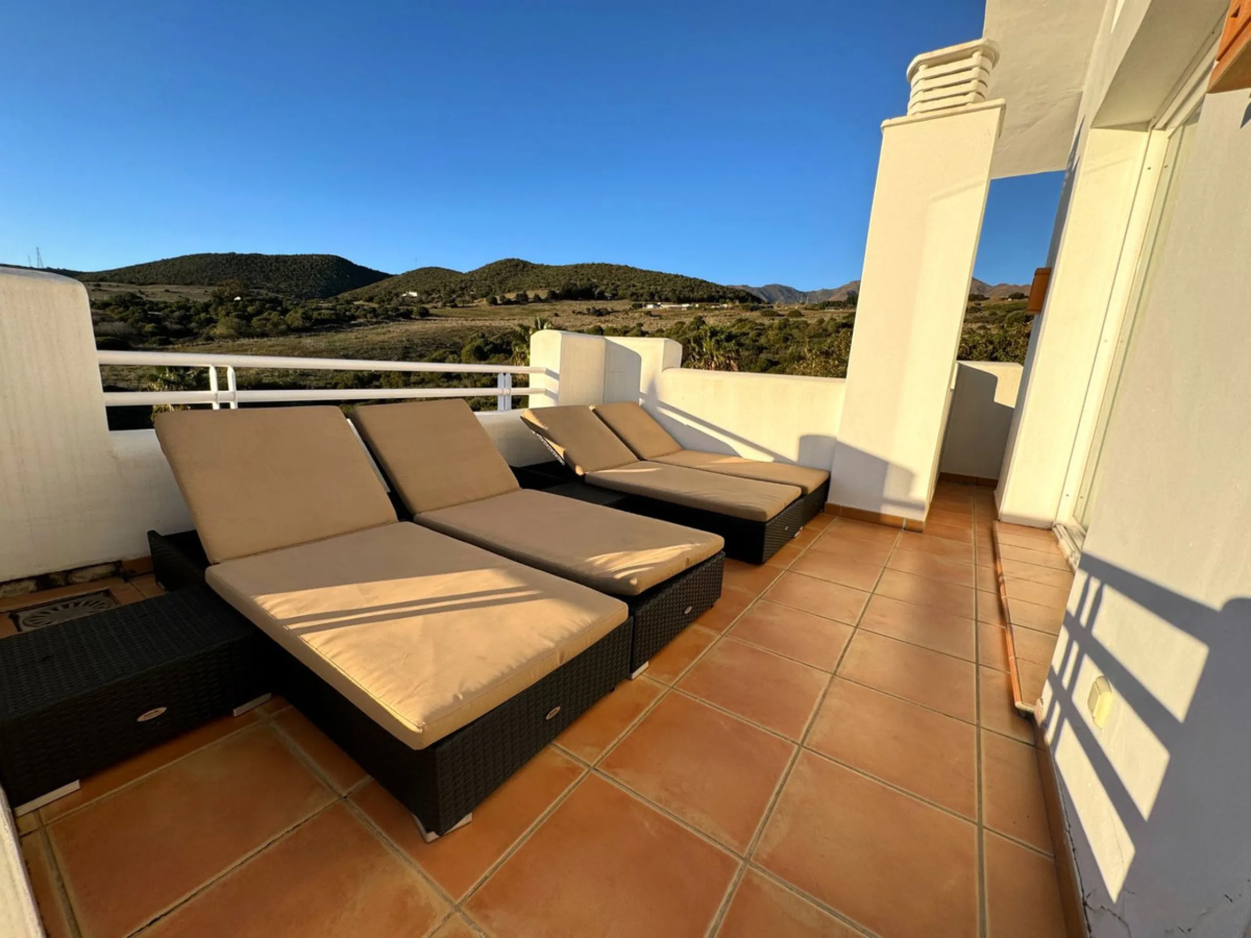 Accommodation for up to 4 guests is provided in a fully air-conditioned penthouse apartment with two double bedrooms, two bathrooms, a fully equipped kitchen with modern appliances, and a spacious living room. The 200 m² apartment includes a large terrace