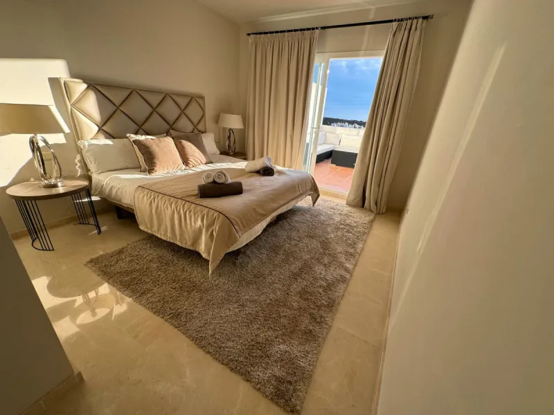 Accommodation for up to 4 guests is provided in a fully air-conditioned penthouse apartment with two double bedrooms, two bathrooms, a fully equipped kitchen with modern appliances, and a spacious living room. The 200 m² apartment includes a large terrace