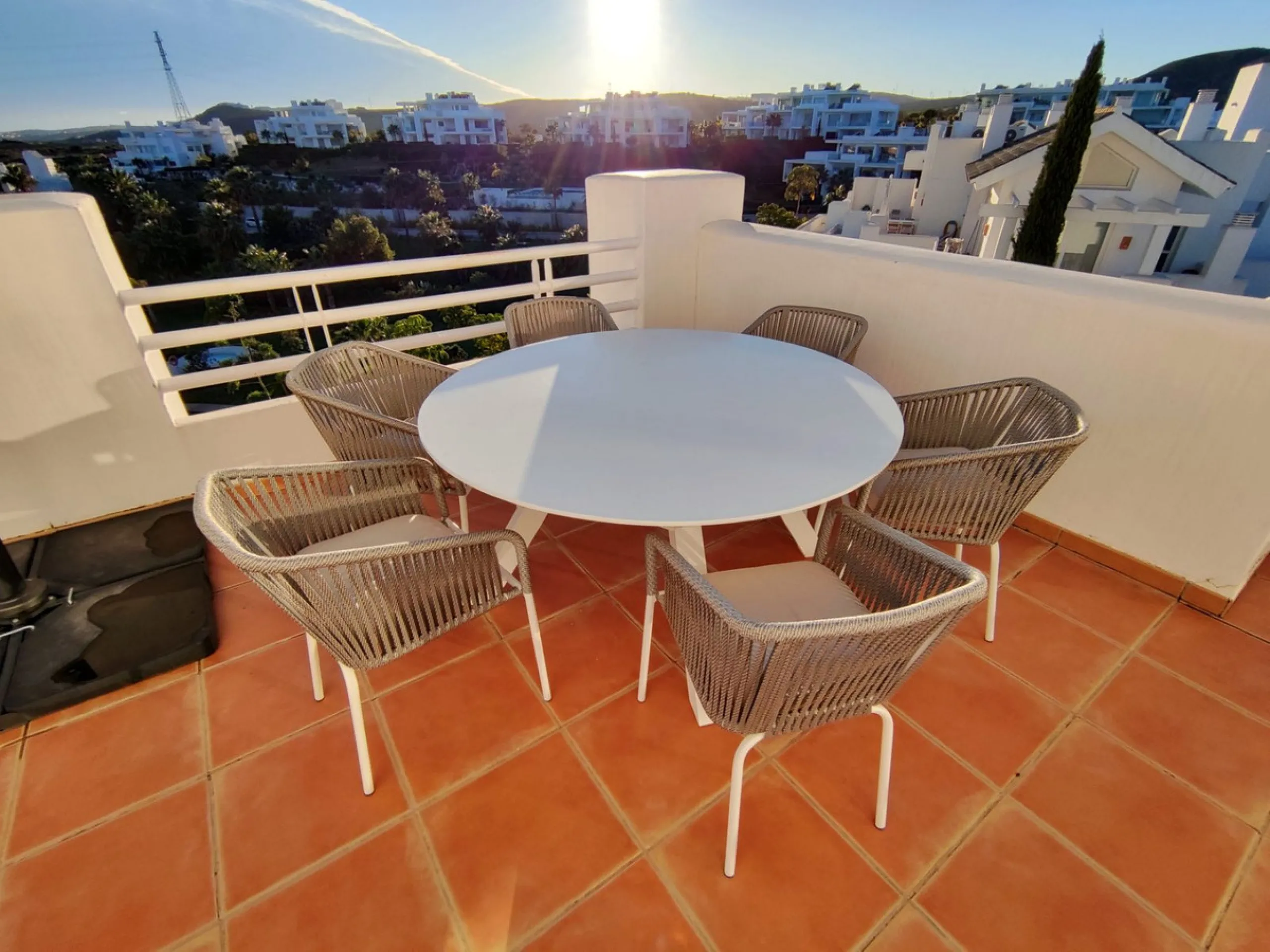 Accommodation for up to 4 guests is provided in a fully air-conditioned penthouse apartment with two double bedrooms, two bathrooms, a fully equipped kitchen with modern appliances, and a spacious living room. The 200 m² apartment includes a large terrace