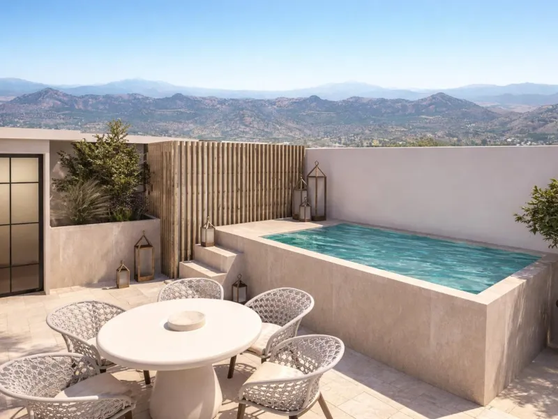 Luxury Branded Residences in Guaro Near Marbella-Costa del Sol& & Boutique Development Blending Andalusian Charm and Contemporary Elegance& & Discover an exclusive new residential resort located on the edge of the picturesque village of Guaro,